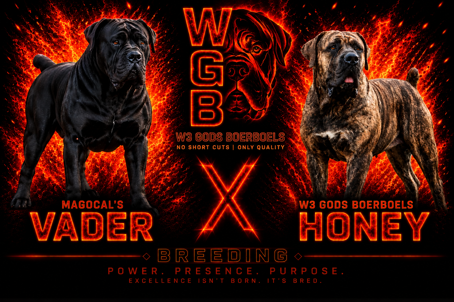 Magocal's Vader × W3 Gods Boerboels Honey breeding